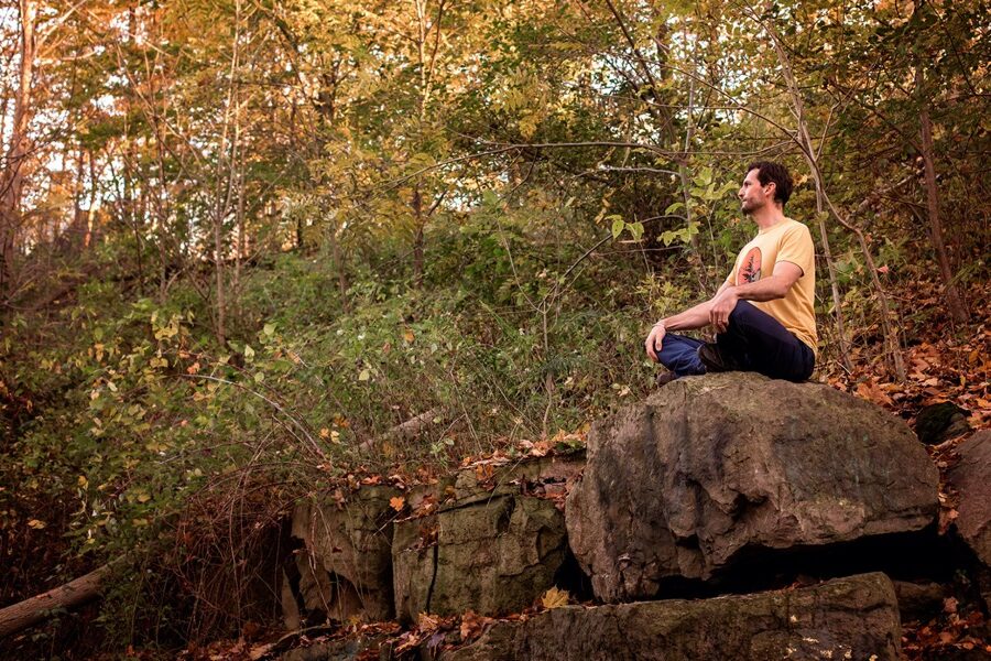 Yogesh leading a meditation class