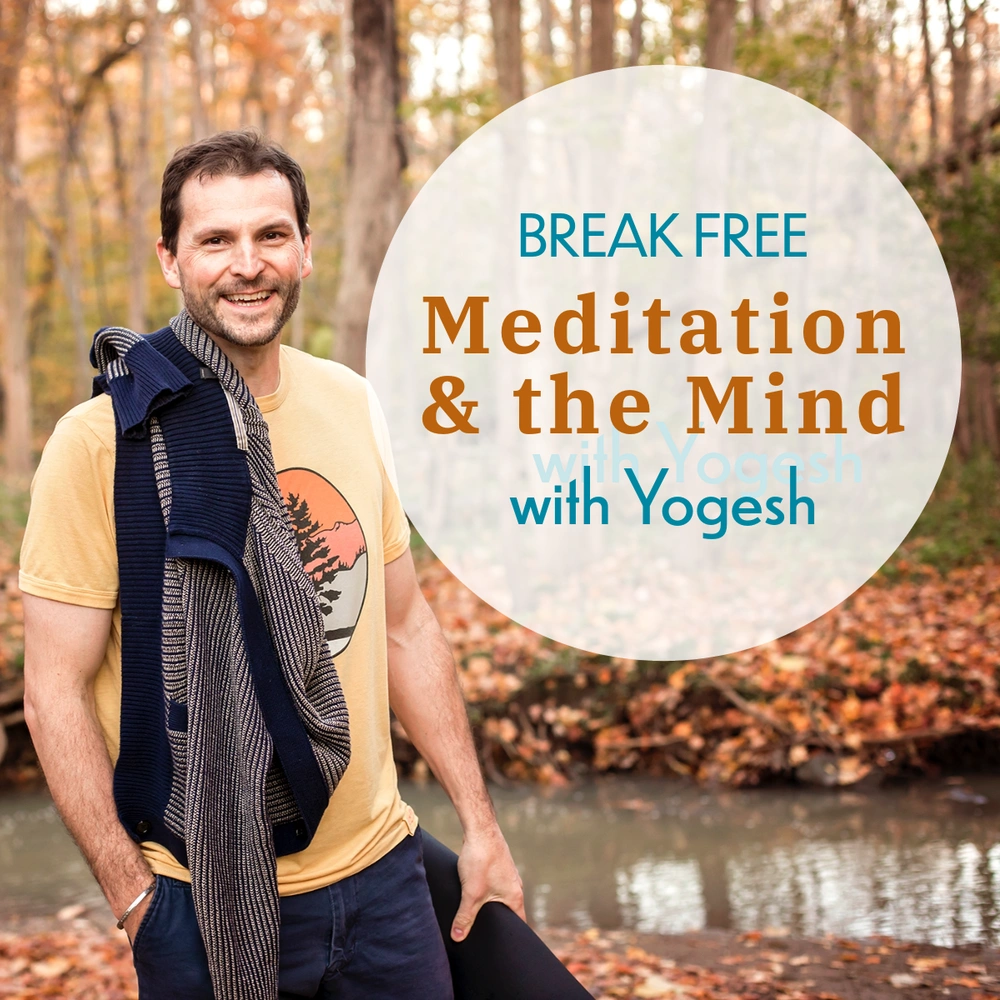 Yogesh smiling outdoors in autumn woods promoting Meditation & the Mind, part of his London Ontario meditation classes.